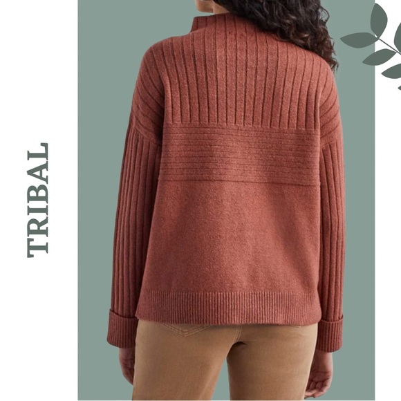 Tribal Women’s Funnel Neck Long Sleeve Cozy Copper Color Pullover Sweater XL - Picture 3 of 9